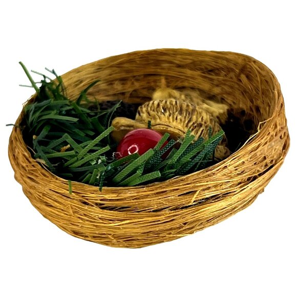 Vintage Silvestri Bunny Rabbit in Nest Christmas Ornament Handcrafted - Picture 4 of 6